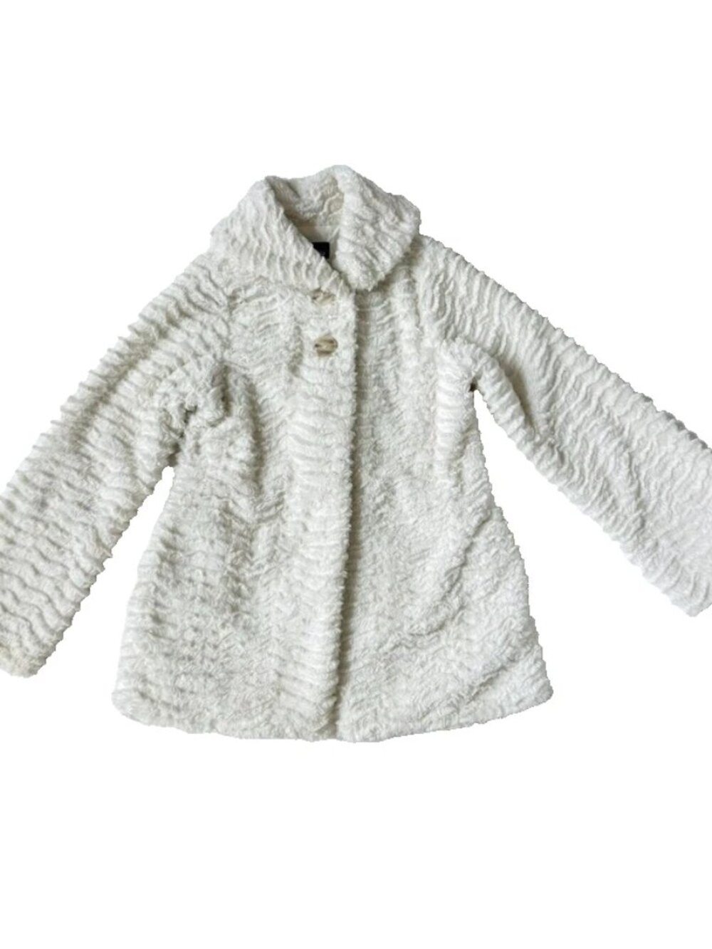 Patagonia Girls M 10 Pelage Jacket Birch White 65590 Two-Button Fuzzy